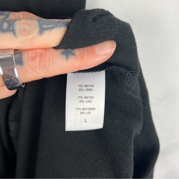 NWT Rachel Pally Adelaide Linen Tie Shoulder Tiered Midi Maxi Dress Black Boho L - Picture 6 of 7